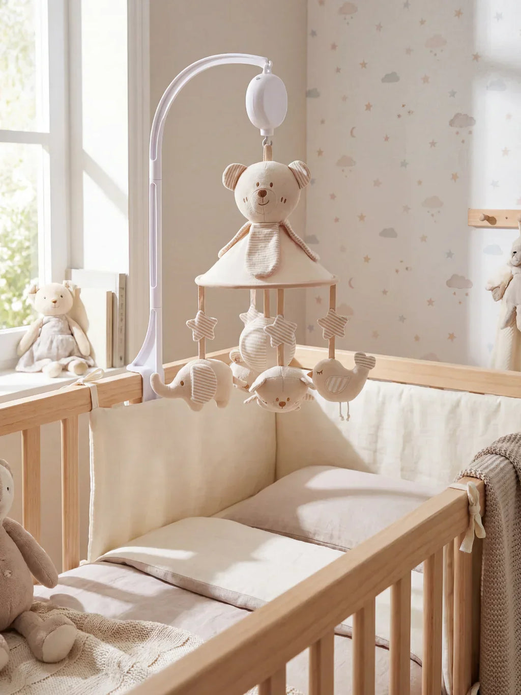 Soothing Wooden Baby Musical Mobile & Support Arm