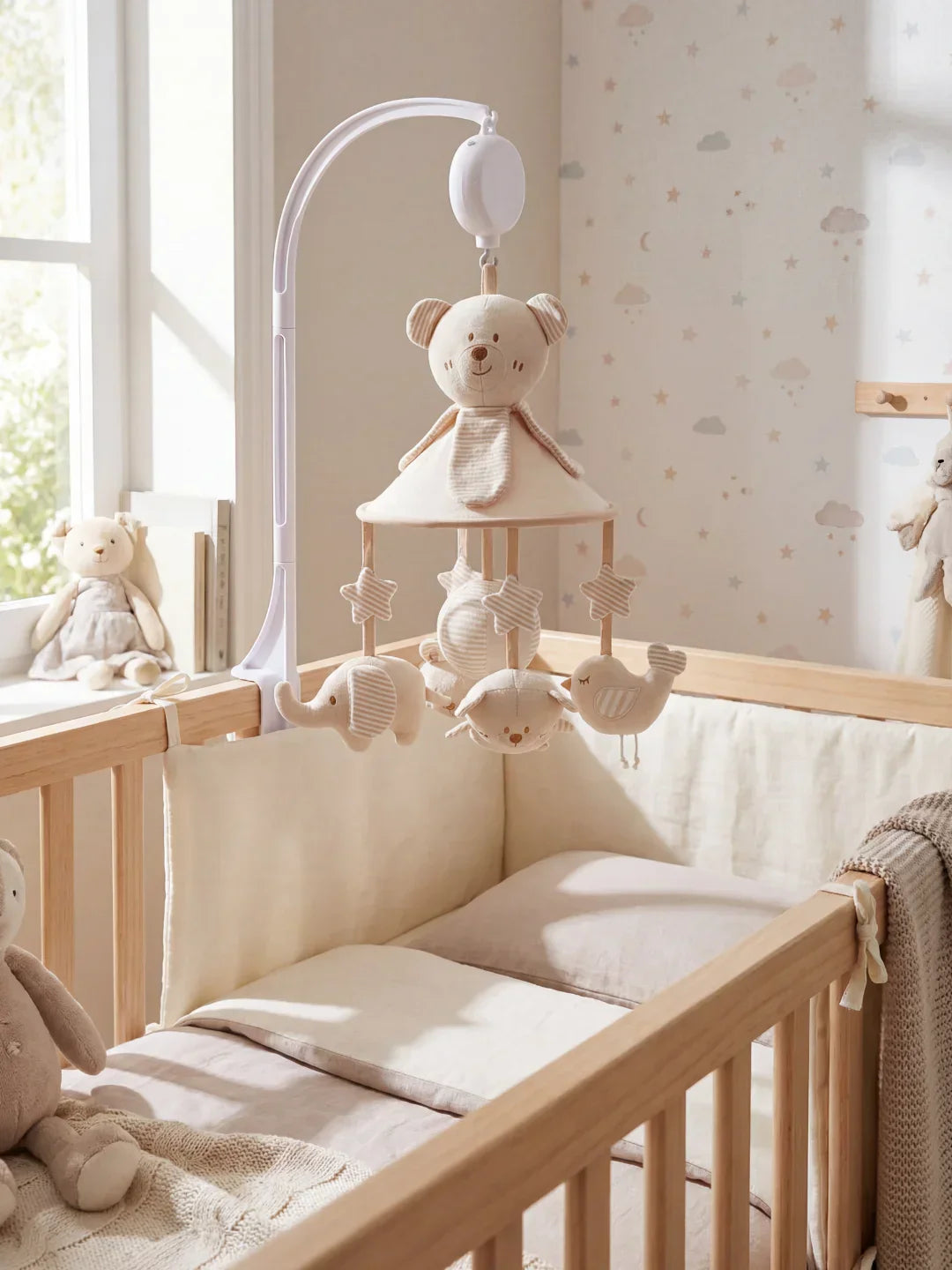 Soothing Wooden Baby Musical Mobile & Support Arm