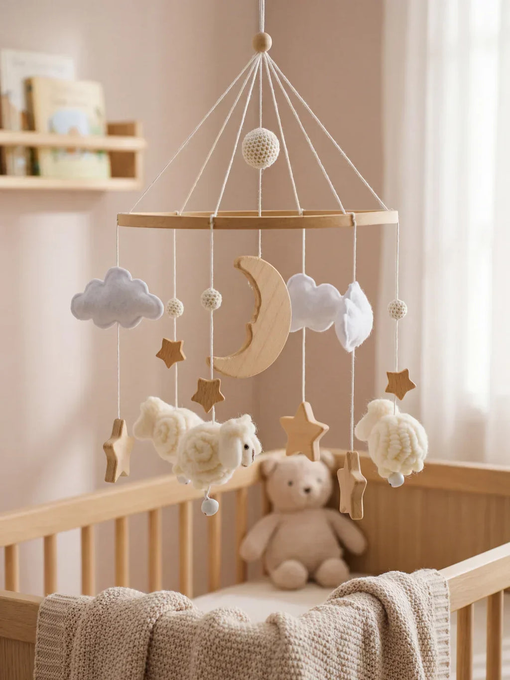 Wooden Baby Mobile – Gentle Crib Decor for Calm Sleep and Sensory Play