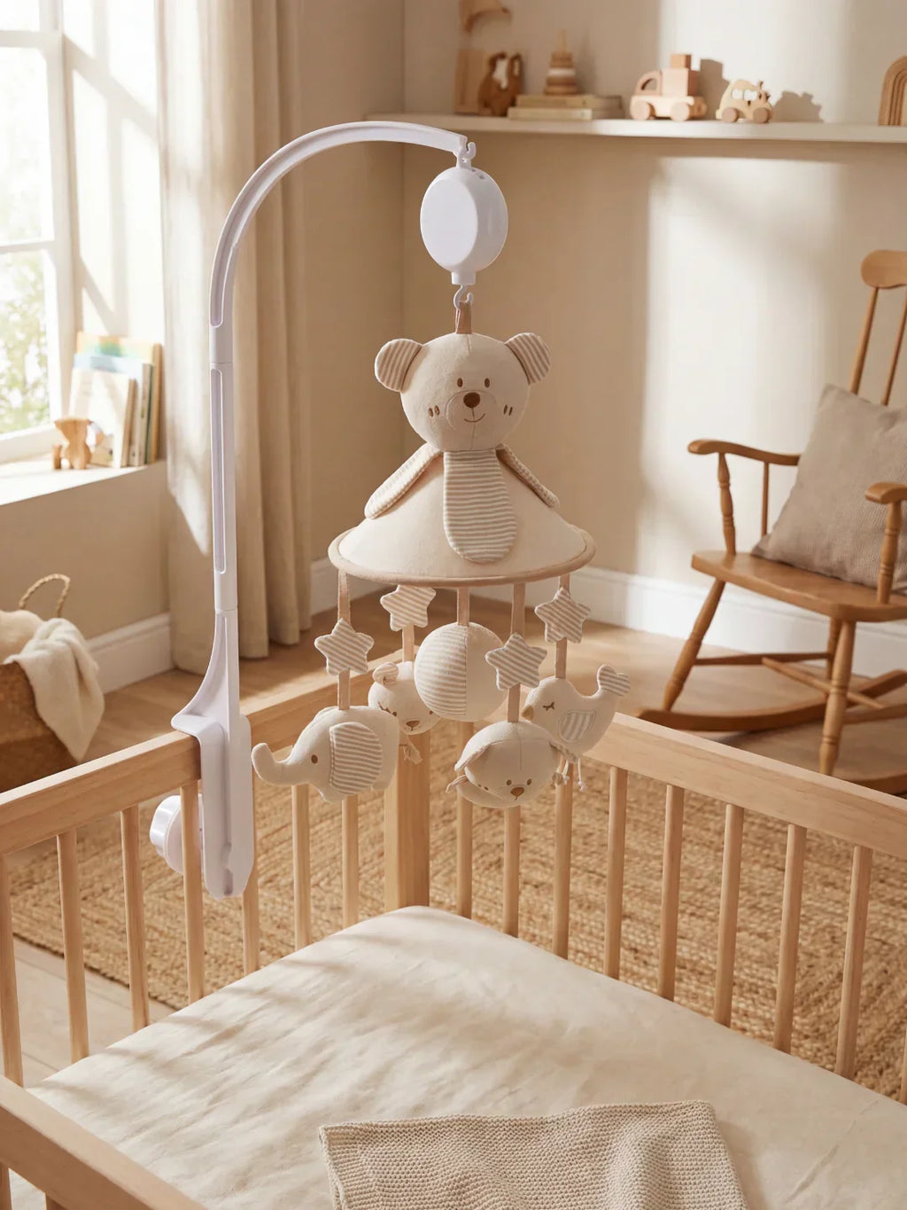 Soothing Wooden Baby Musical Mobile & Support Arm