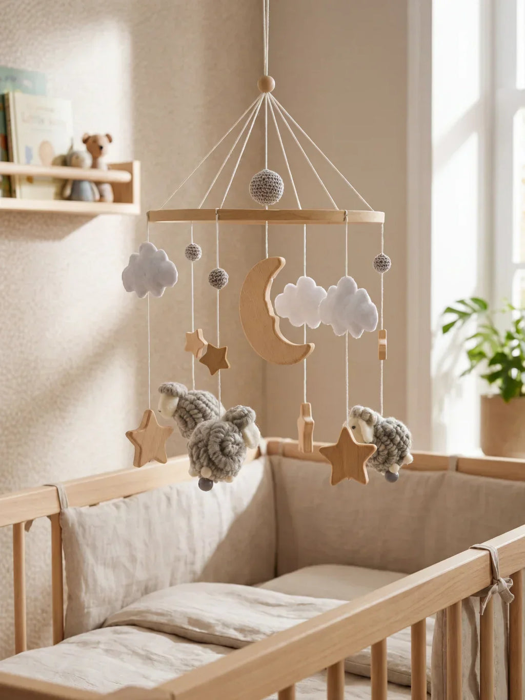 Wooden Baby Mobile – Gentle Crib Decor for Calm Sleep and Sensory Play