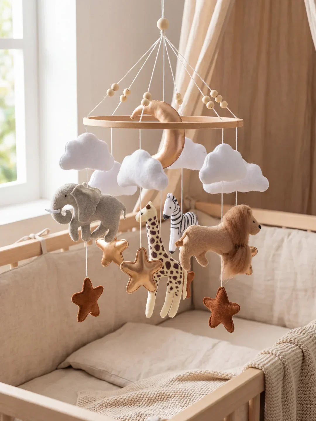 Set Mudah Alih Bayi Kayu Kompak & Lengan Sokongan