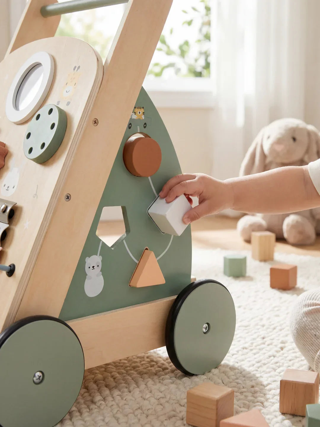 Compact Nordic Design Wooden Baby Walker