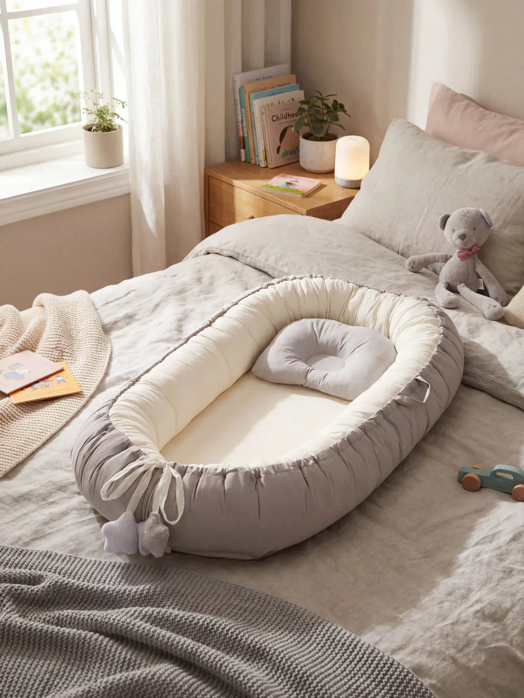 Breathable Cotton Baby Nest with Protective Bumpers