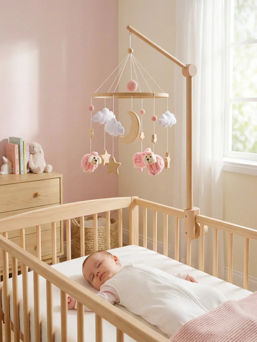Wooden Baby Mobile – Gentle Crib Decor for Calm Sleep and Sensory Play