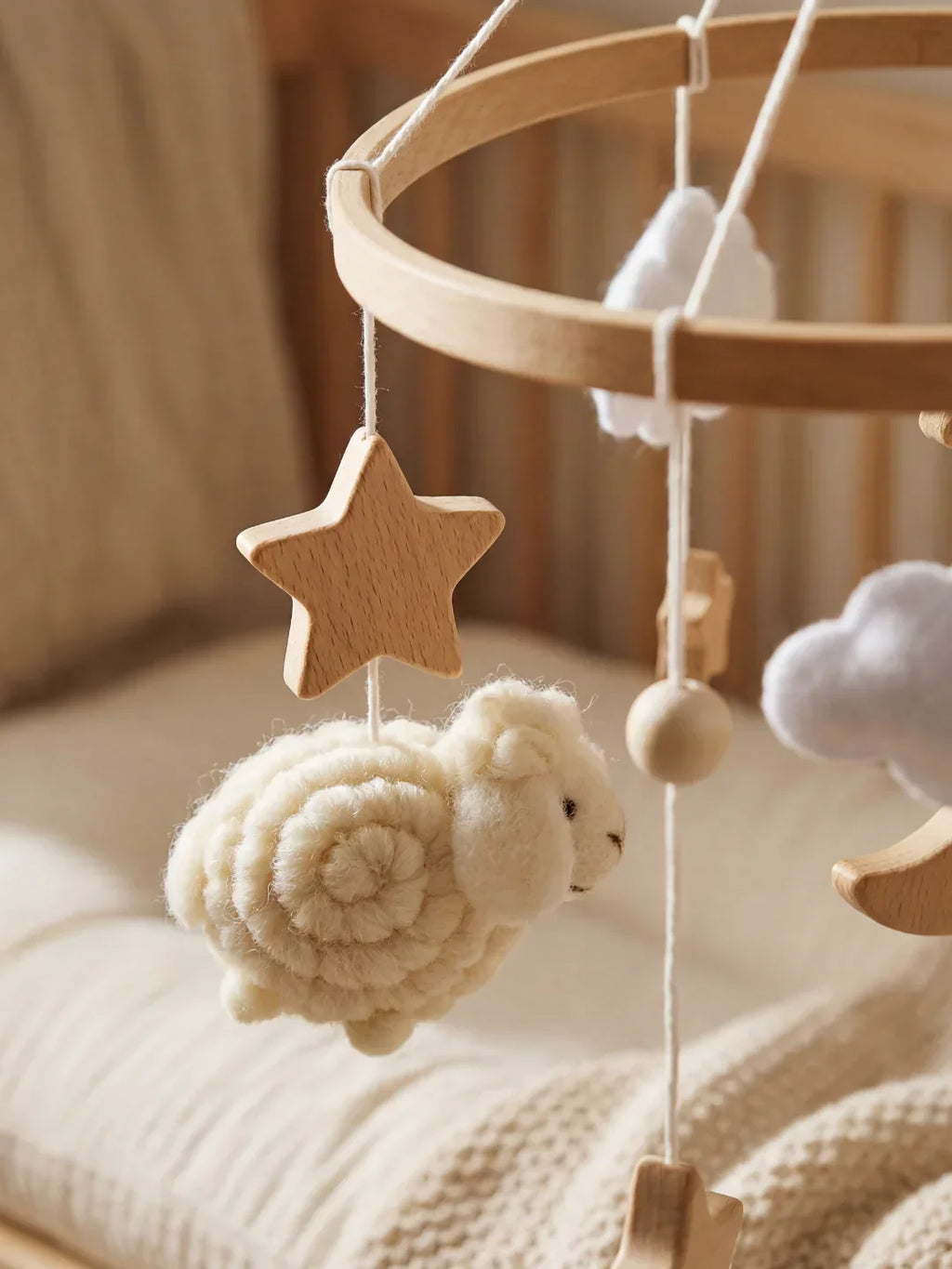 Wooden Baby Mobile – Gentle Crib Decor for Calm Sleep and Sensory Play
