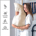 Față de pernă din satin de mătase compatibilă cu pernă contur, pentru utilizare nocturnă
