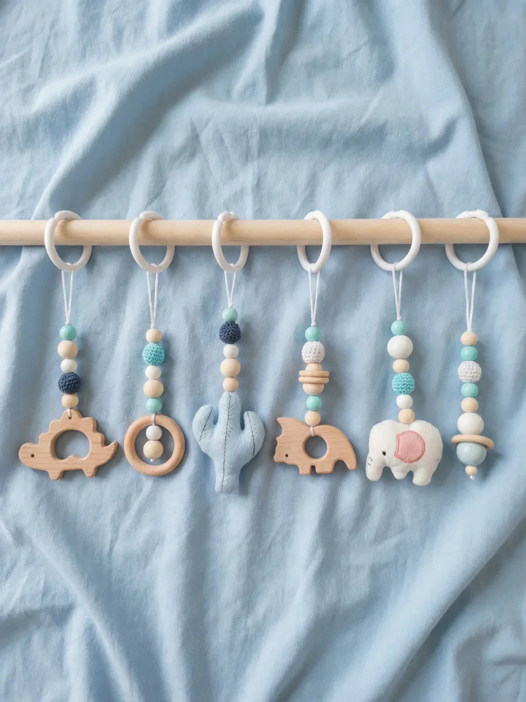 Animal-Themed Wooden Baby Gym Hanging Toys