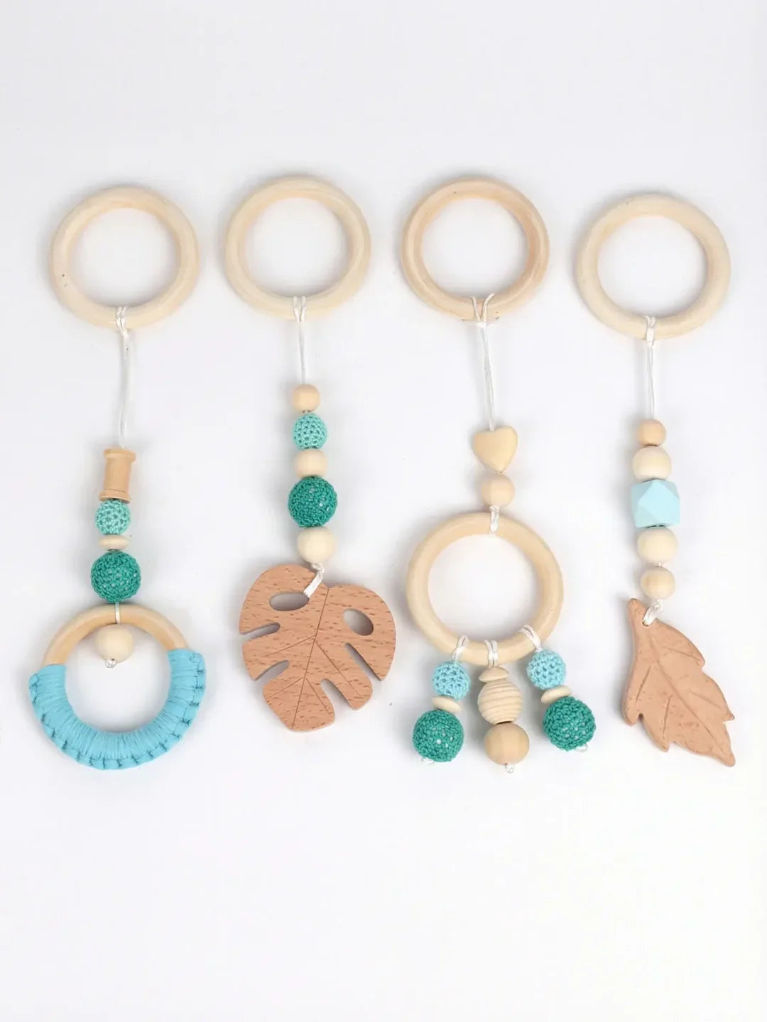 Leaf-Themed Wooden Baby Gym Hanging Toys