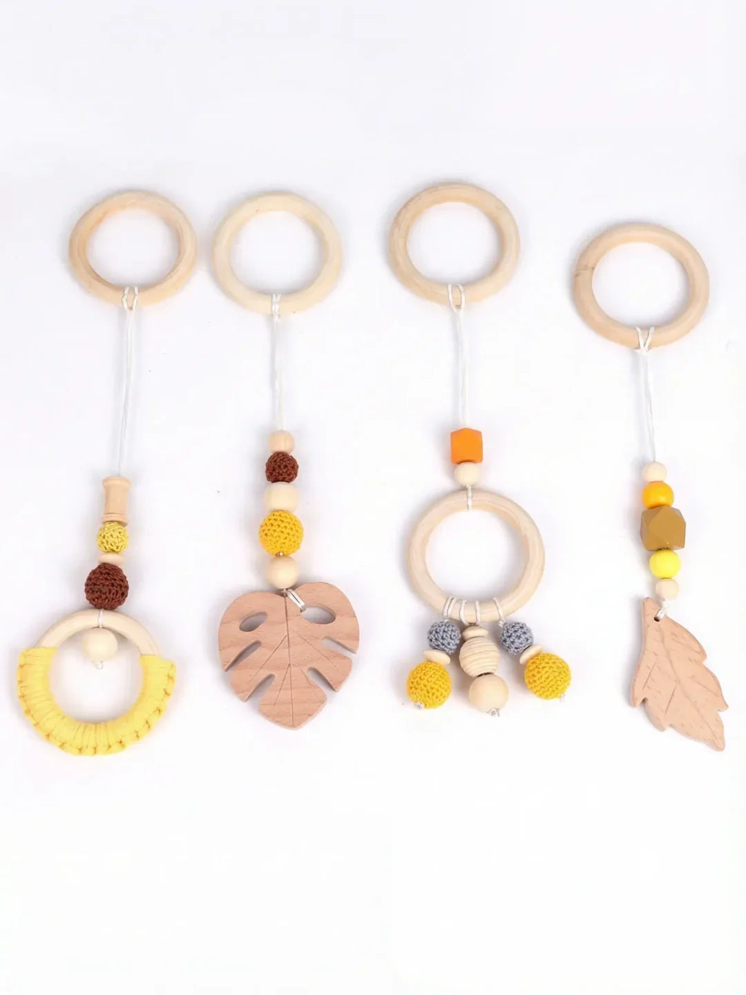 Leaf-Themed Wooden Baby Gym Hanging Toys
