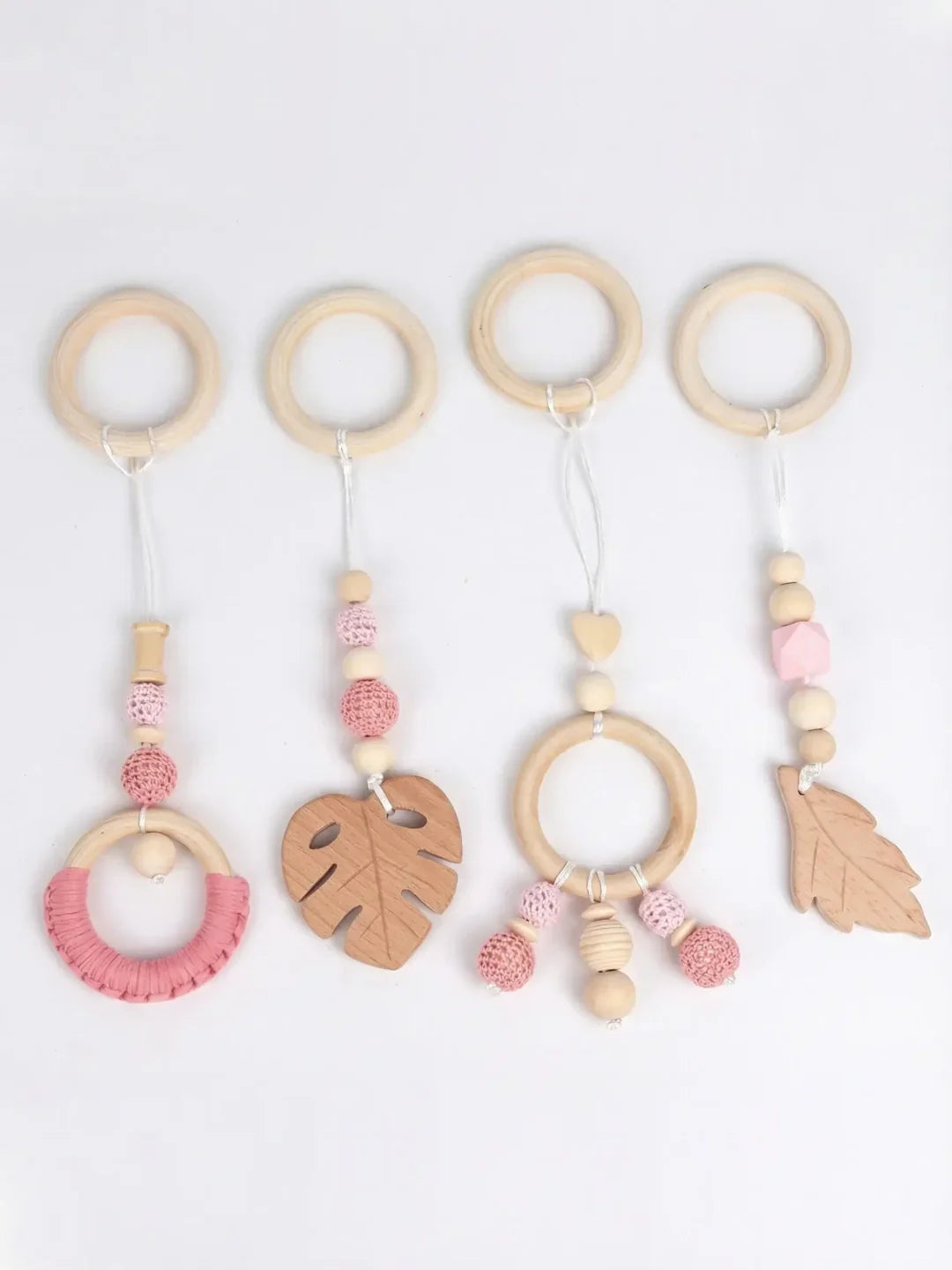 Leaf-Themed Wooden Baby Gym Hanging Toys
