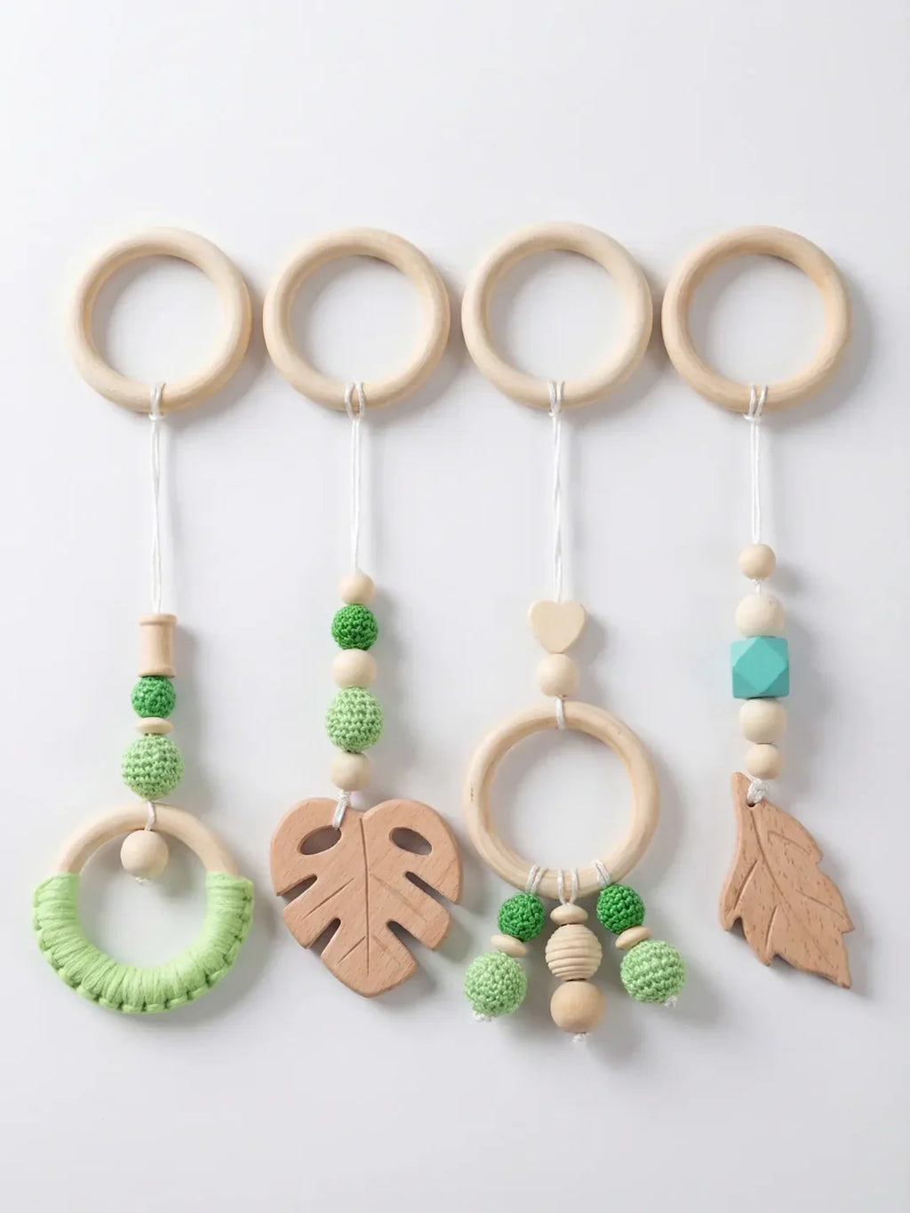 Leaf-Themed Wooden Baby Gym Hanging Toys