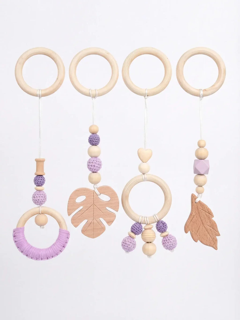 Leaf-Themed Wooden Baby Gym Hanging Toys