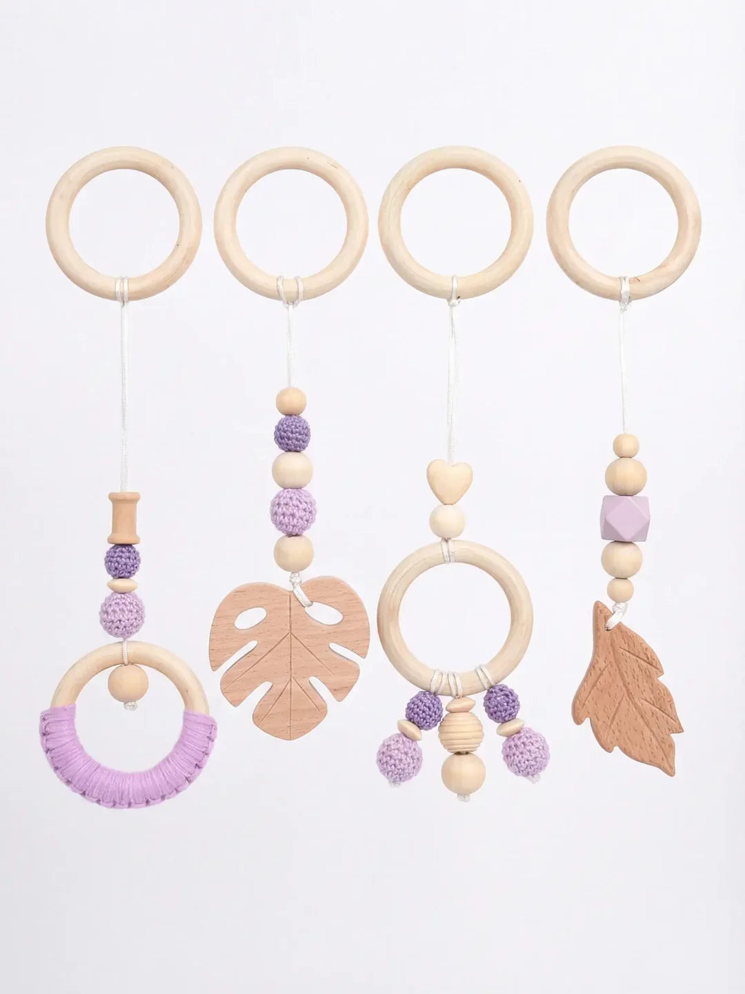 Leaf-Themed Wooden Baby Gym Hanging Toys