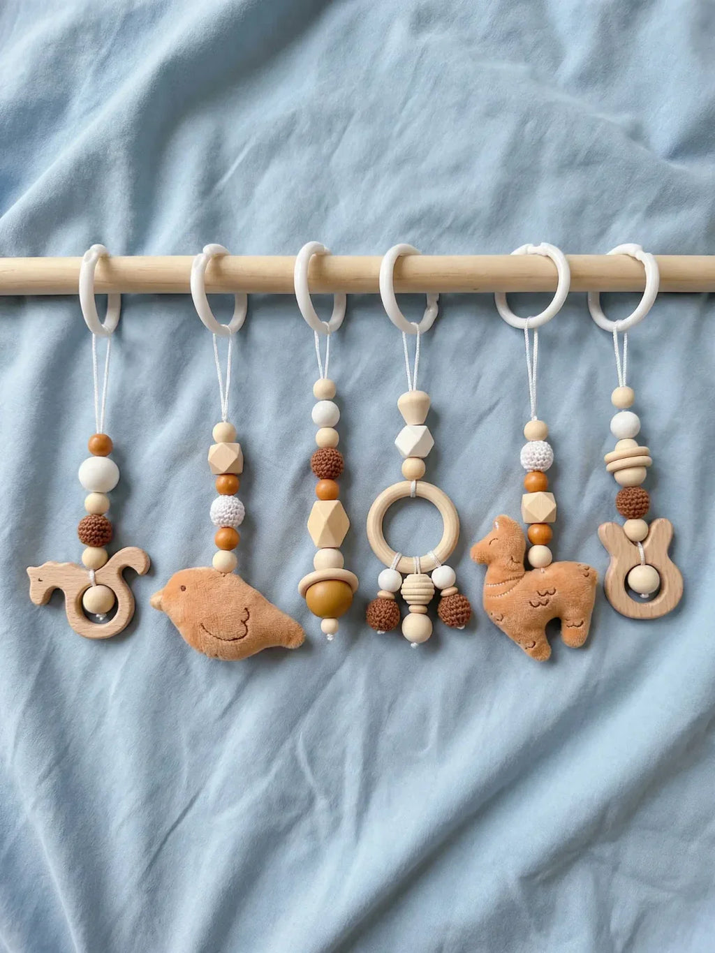 Animal-Themed Wooden Baby Gym Hanging Toys