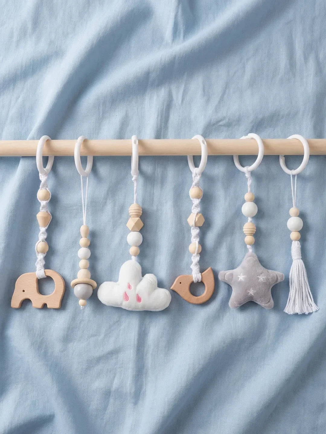 Animal-Themed Wooden Baby Gym Hanging Toys