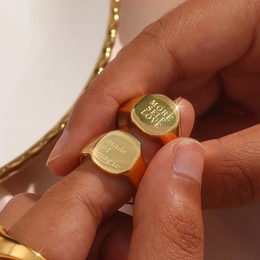Positive Affirmation Engraved Rings
