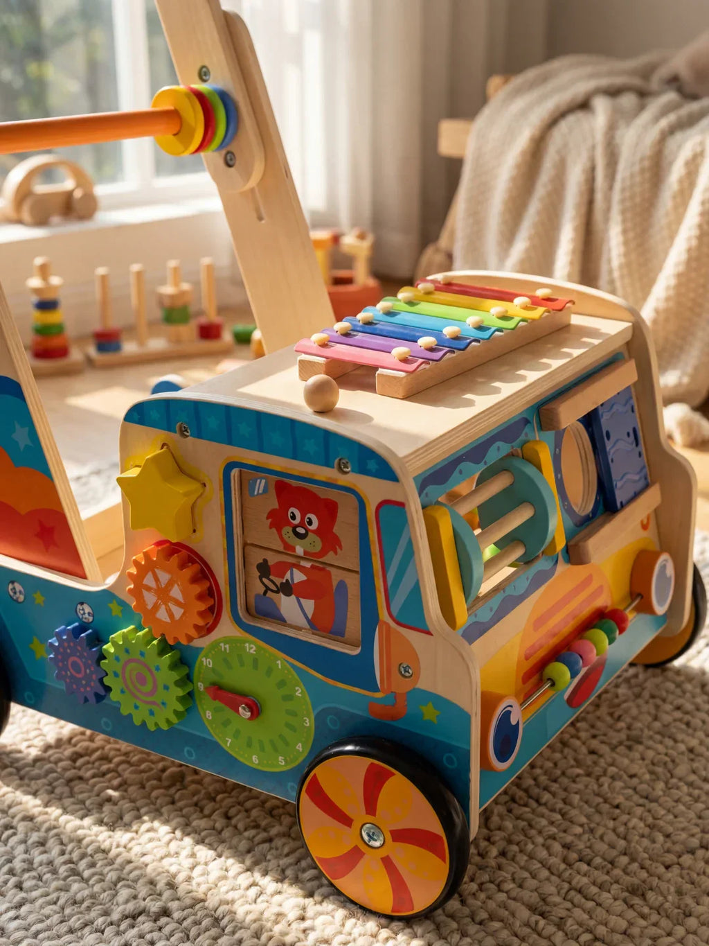 Musical Wooden Baby Walker Truck with Xylophone