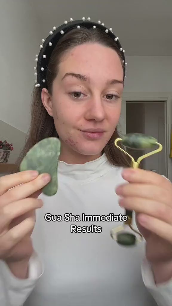 Authentic White Jade Roller and Gua Sha Set