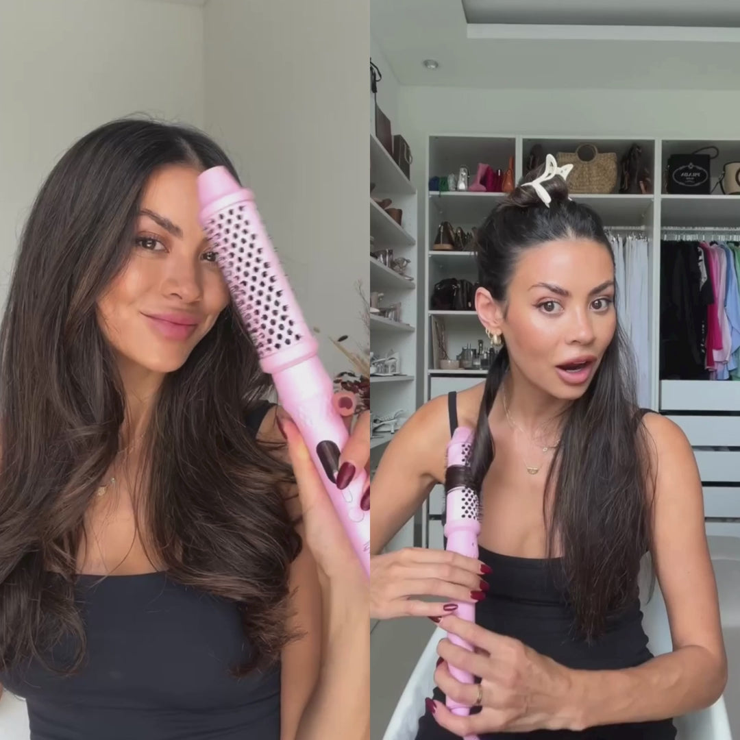 Brosse ronde céramique infrarouge avec écran LCD pour boucles brillantes et volumineuses