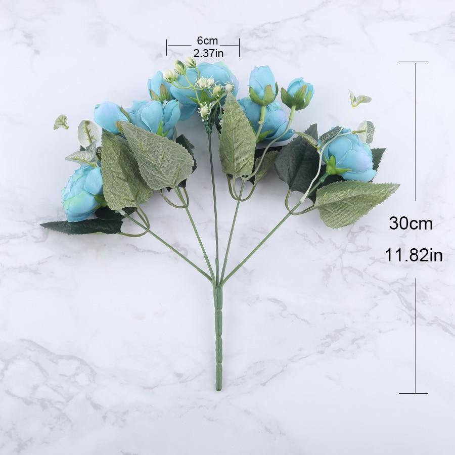 Ensemble de 9 pivoines en soie avec tiges de 12 pouces pour décoration intérieure