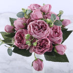 Ensemble de 9 pivoines en soie avec tiges de 12 pouces pour décoration intérieure