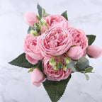 Ensemble de 9 pivoines en soie avec tiges de 12 pouces pour décoration intérieure