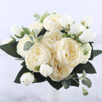 Ensemble de 9 pivoines en soie avec tiges de 12 pouces pour décoration intérieure