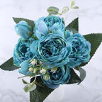 Ensemble de 9 pivoines en soie avec tiges de 12 pouces pour décoration intérieure