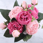 Ensemble de 9 pivoines en soie avec tiges de 12 pouces pour décoration intérieure