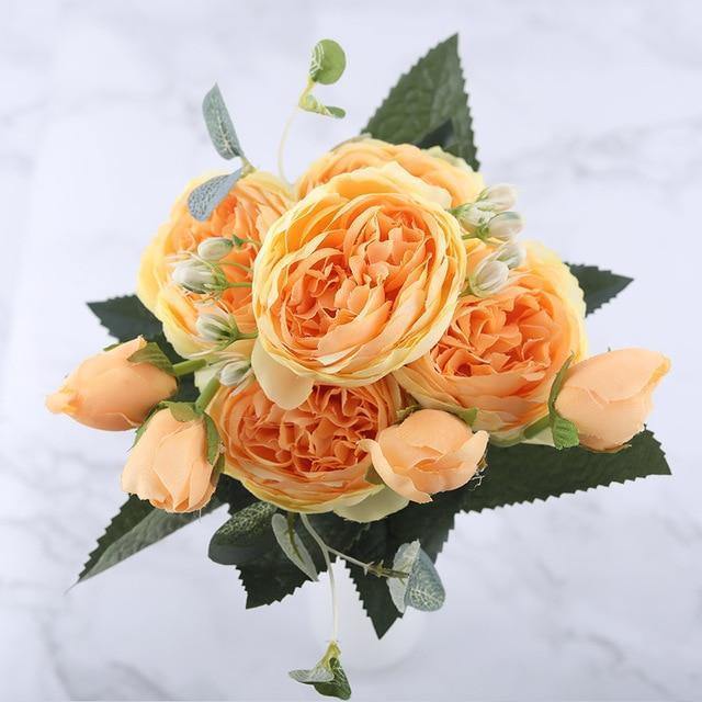 Ensemble de 9 pivoines en soie avec tiges de 12 pouces pour décoration intérieure