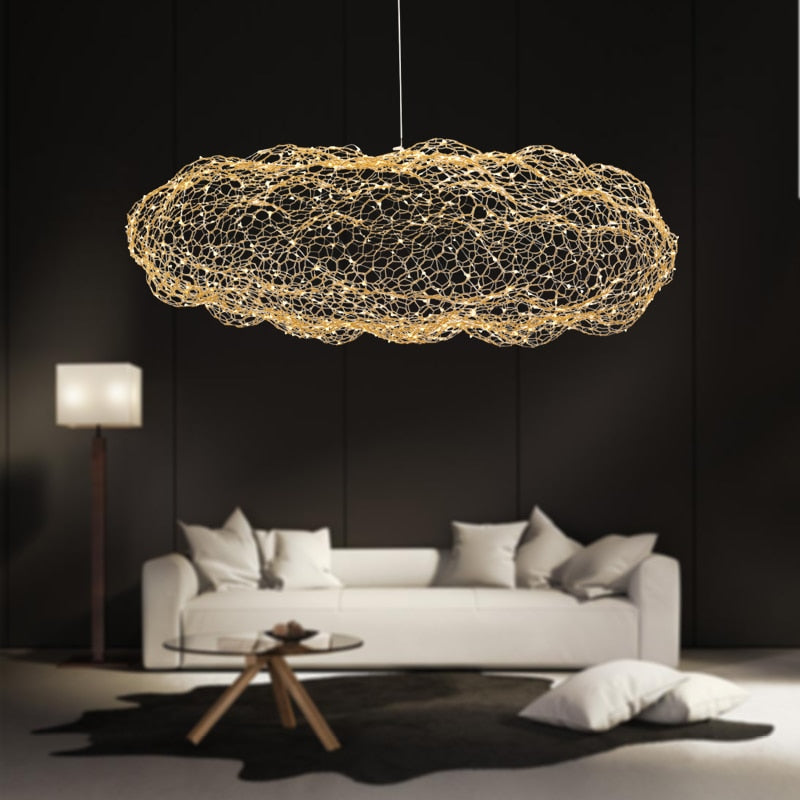 Handcrafted Iron Cloud Lamp With Starry LED Dots For Art Deco Interiors