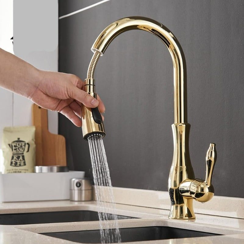 VelaFlow Robuster Küchenwasserhahn mit ausziehbarer Brause