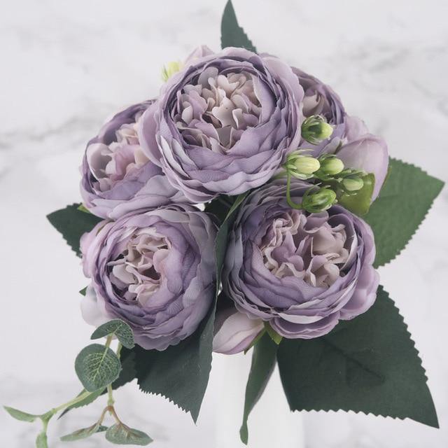 Ensemble de 9 pivoines en soie avec tiges de 12 pouces pour décoration intérieure