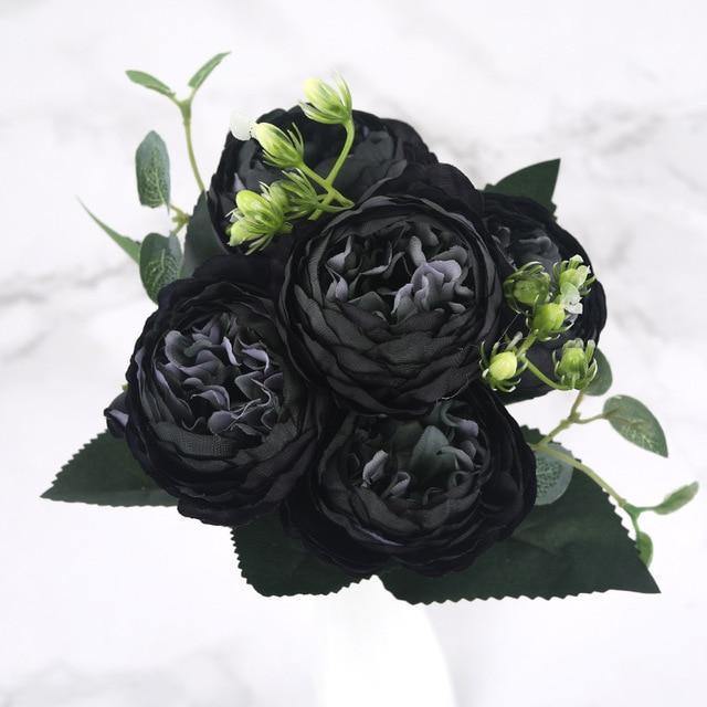 Ensemble de 9 pivoines en soie avec tiges de 12 pouces pour décoration intérieure