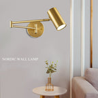 AeroLume Swivel Arm Wall Sconce Brushed Brass Iron Finish