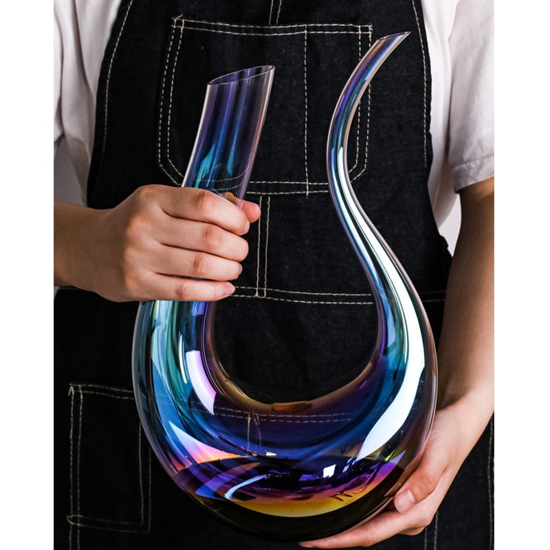 Carafe à vin élégante en verre cristal aérateur LumenAura