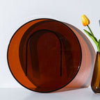 Retro Amber Display Trays In Round Or Rectangular Shapes For Organization