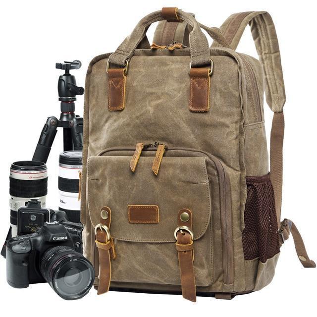 Rivelo Voyager Camera Backpack In Waxed Canvas Waterproof