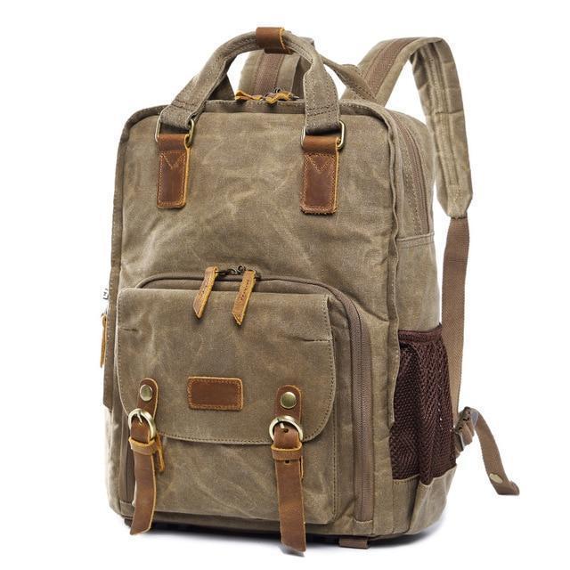 Rivelo Voyager Camera Backpack In Waxed Canvas Waterproof