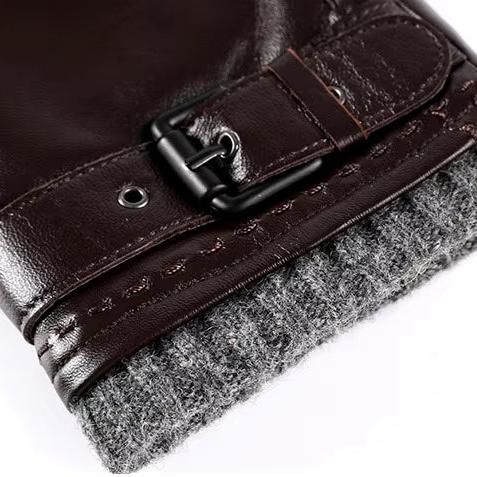 Guanti in pelle con polsini in cashmere per il freddo inverno