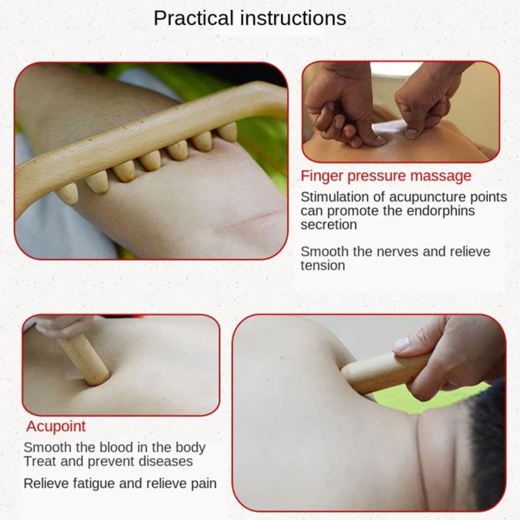 Avela Round Beech Wood Massage Scraper Handheld Home Tool