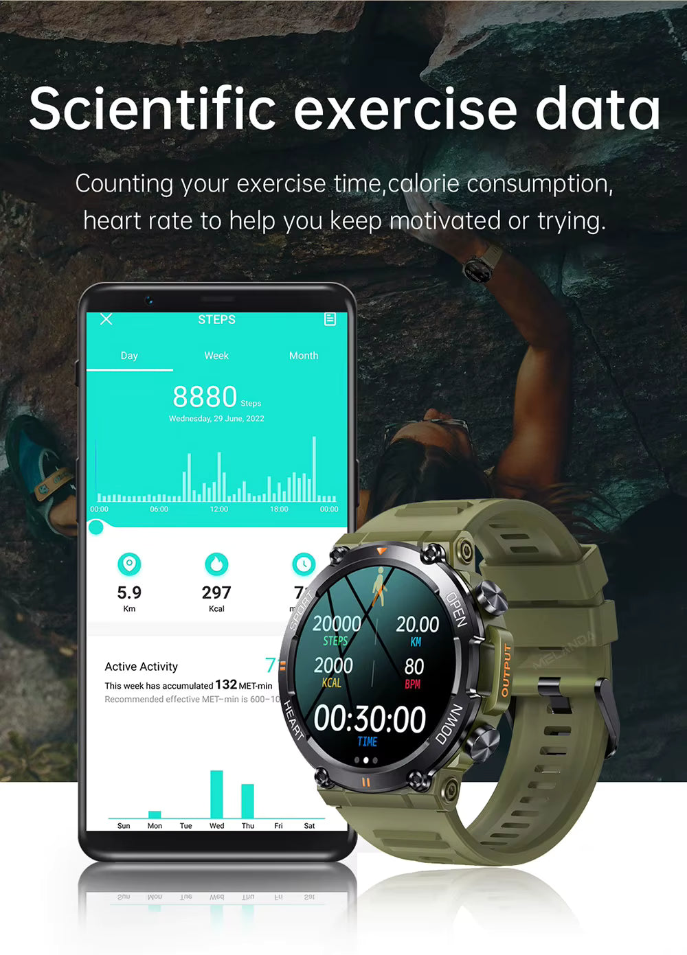 FortisX Titan Rugged Tactical Smartwatch With Extended Battery Life