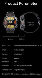 FortisX Titan Rugged Tactical Smartwatch With Extended Battery Life