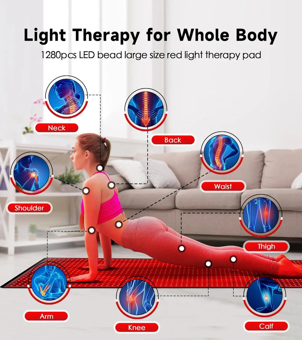 Red Light Therapy Mat With 1280 LED Beads 660nm And 850nm For Home Wellness