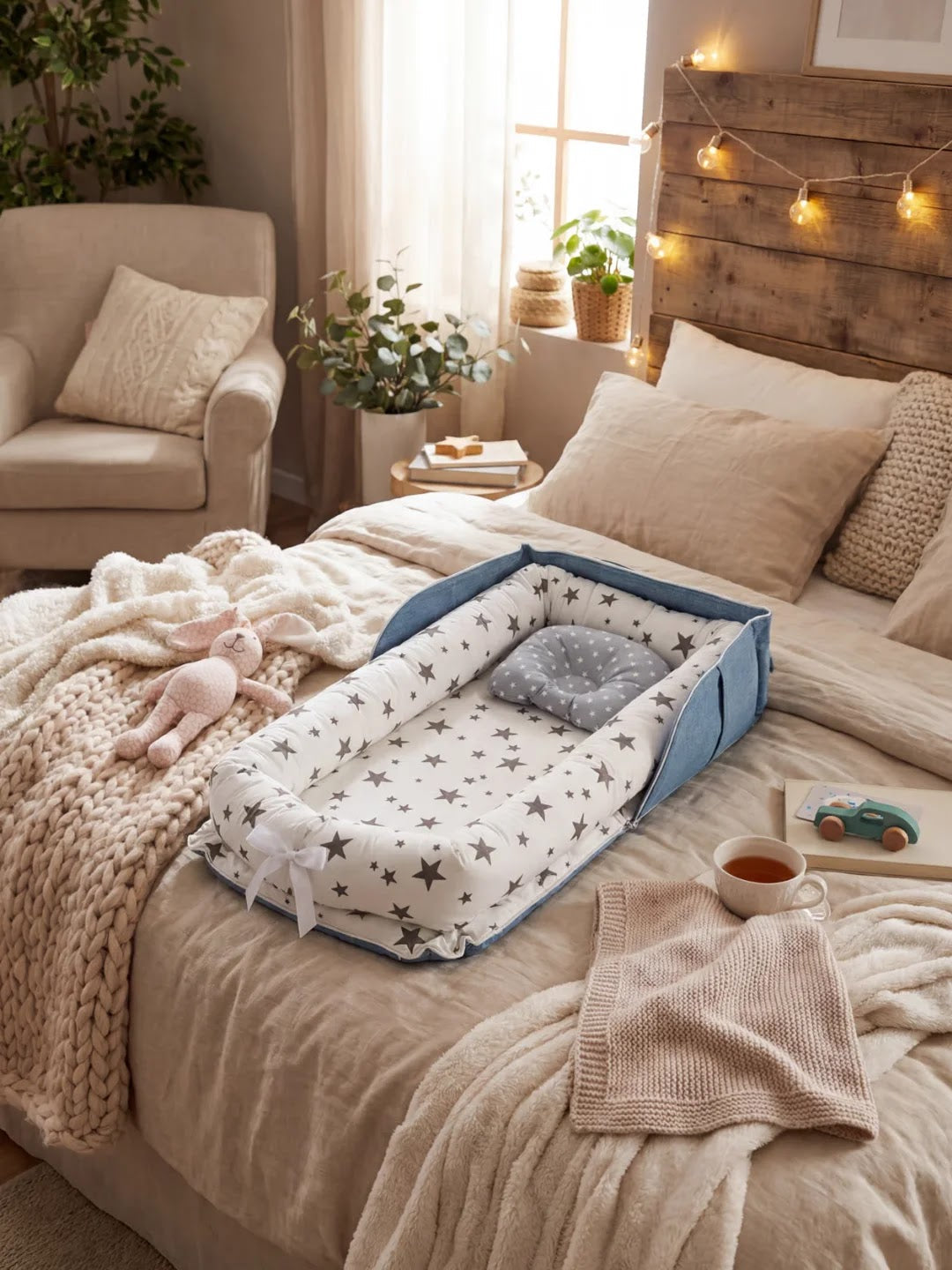 Breathable Cotton Baby Nest Lounger for Newborns