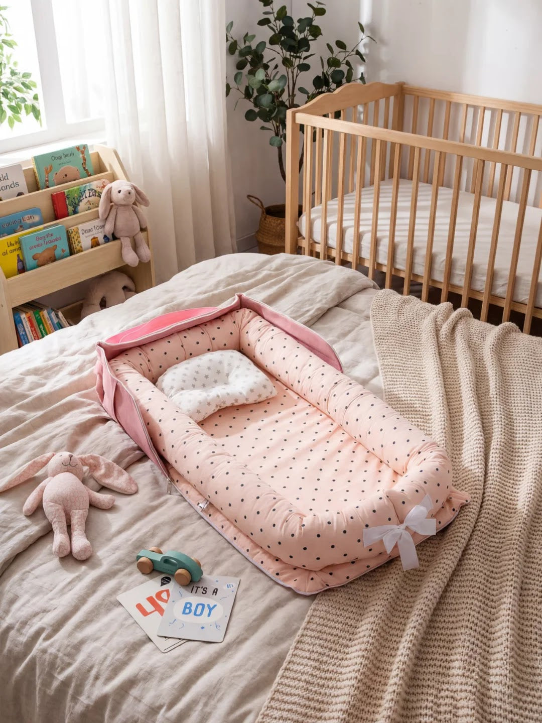Breathable Cotton Baby Nest Lounger for Newborns