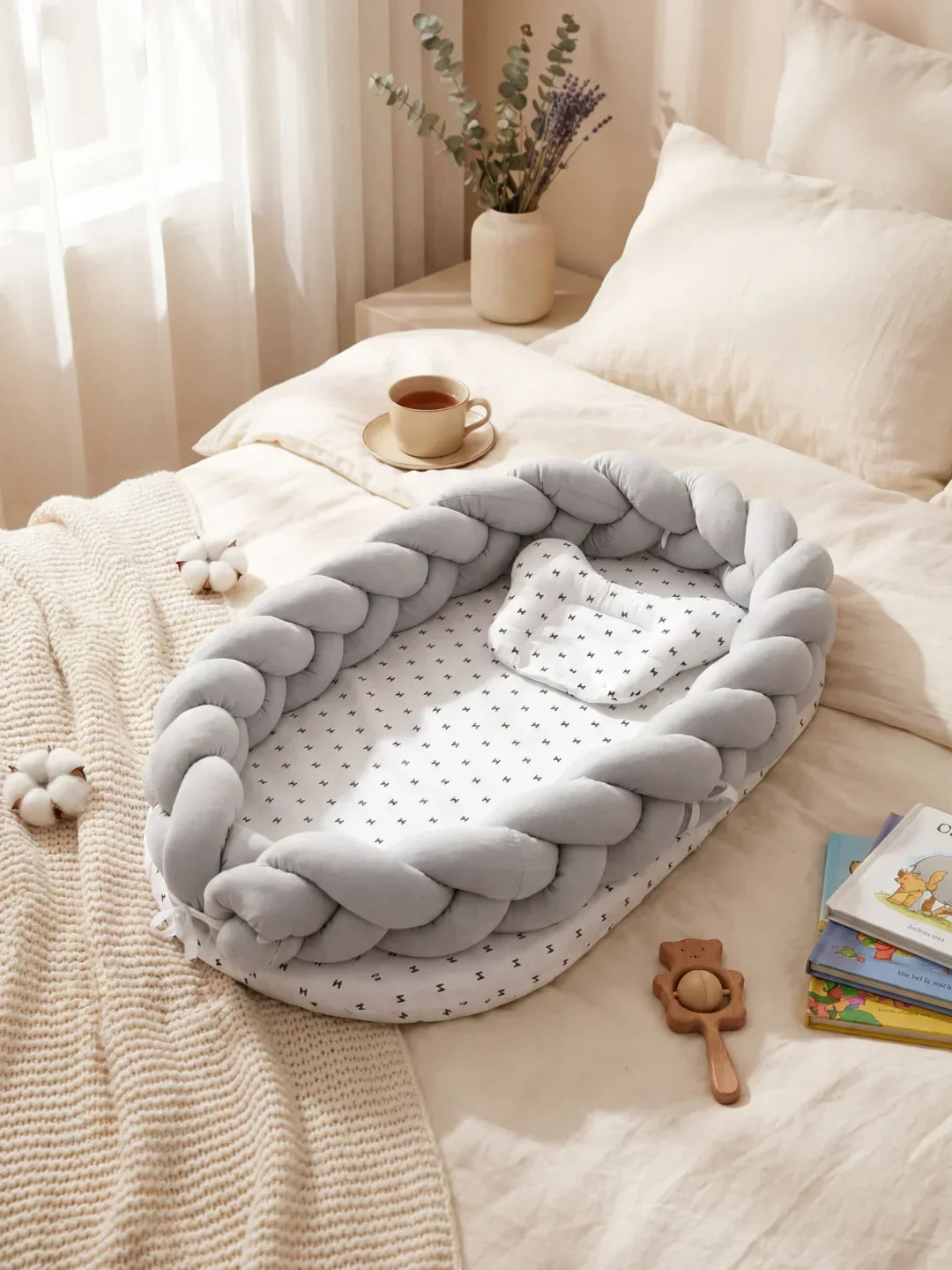 Breathable Bionic Baby Nest with Braided Bumper