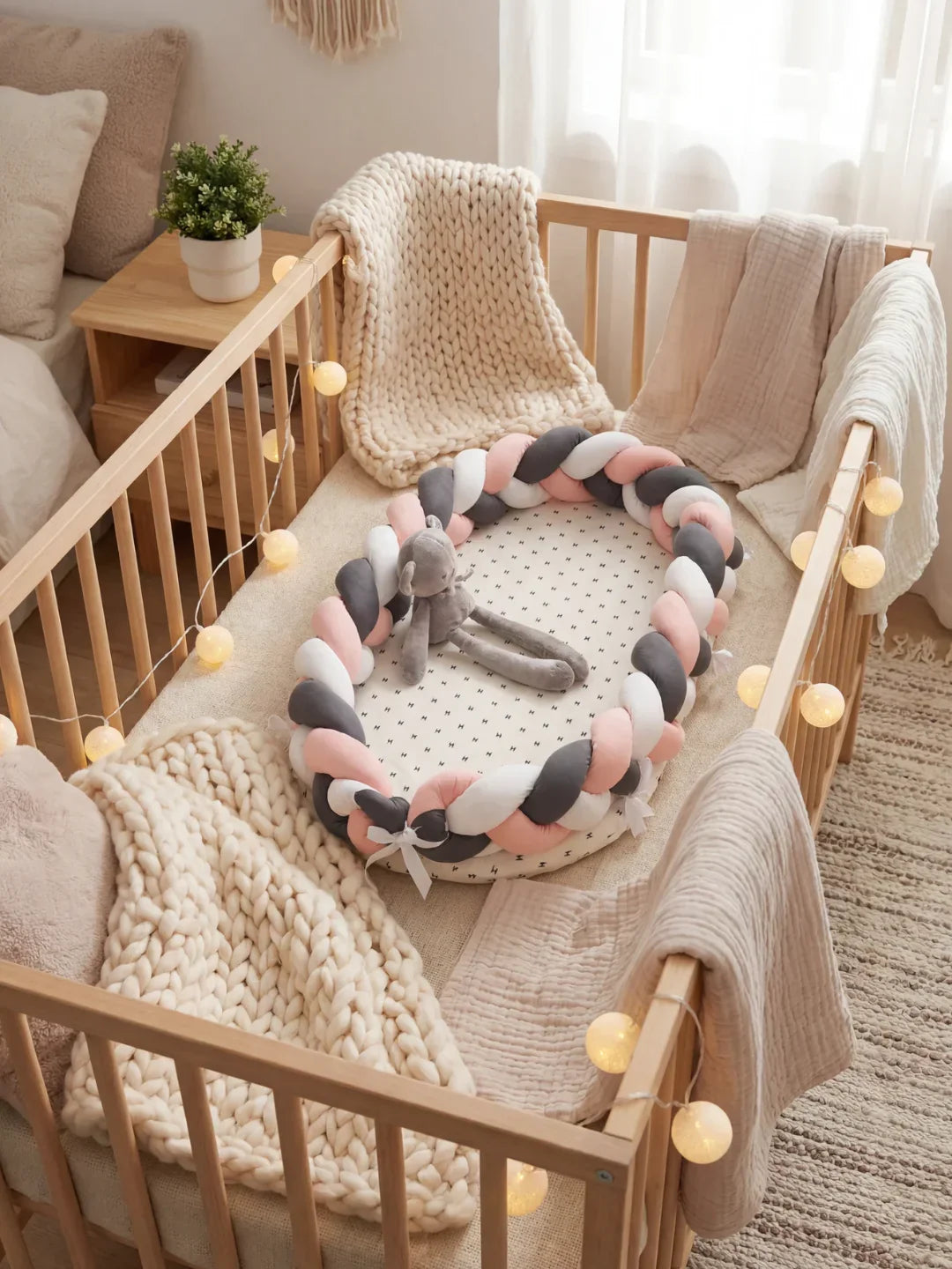 Breathable Bionic Baby Nest with Braided Bumper