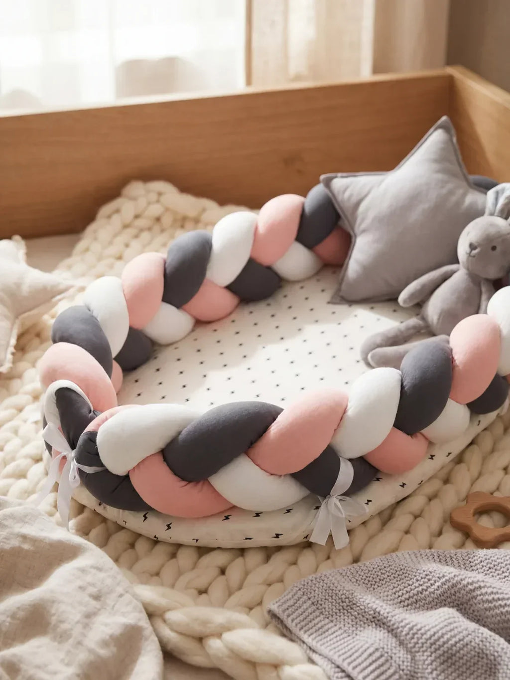 Breathable Bionic Baby Nest with Braided Bumper